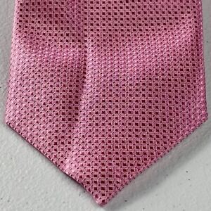 Chaps Silk Polyester Blend Necktie Pink Micro Square Polka Dot Design Preppy Tie